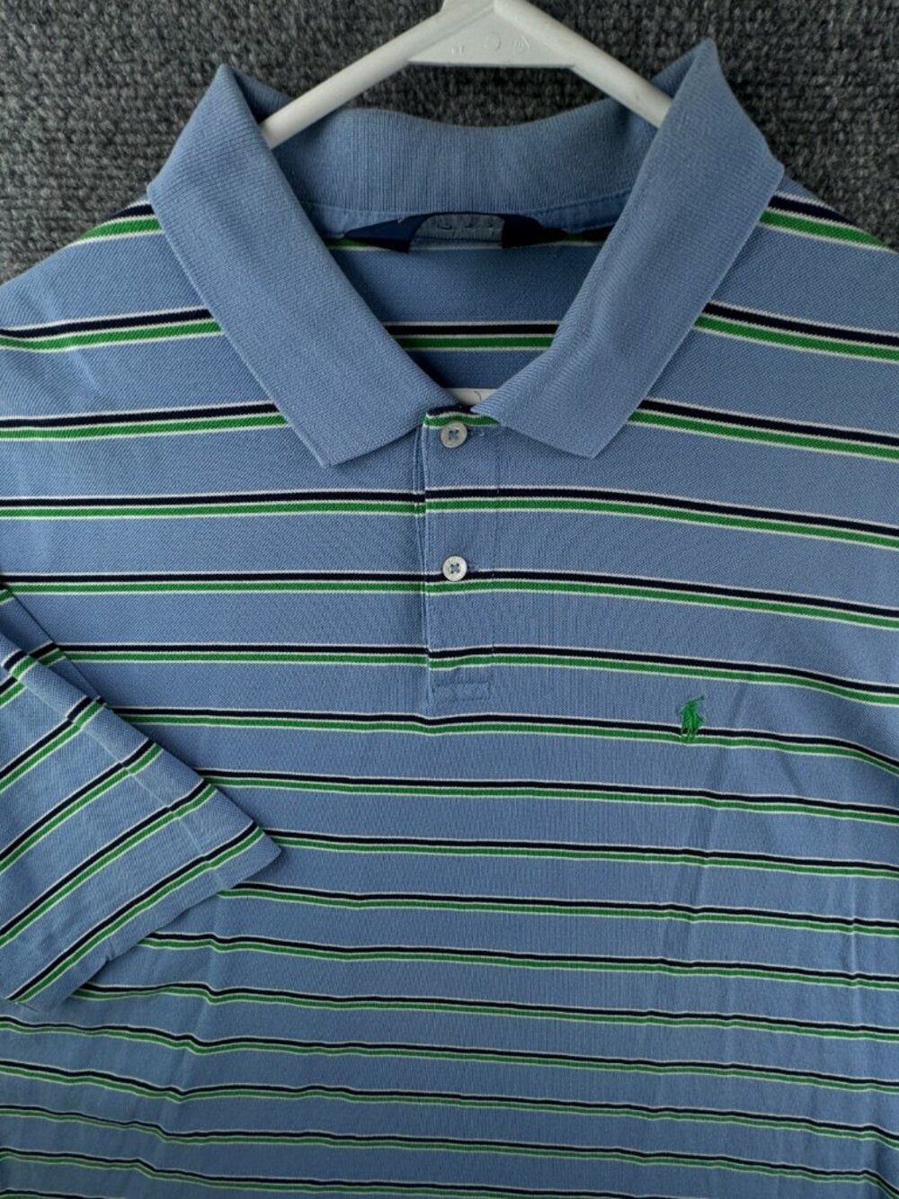 Polo Golf Ralph Lauren Men Short Sleeve Striped Green Blue Polo Shirt XL Knit